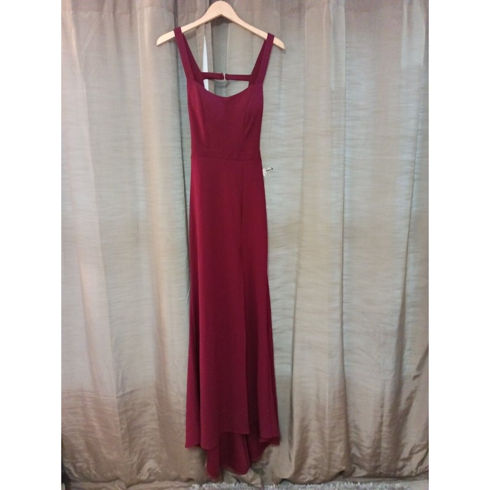 Nwt Women's B. Darlin Mermaid Maxi Formal Elegant Maroon Dress W/Slit Size 7/8 - Picture 3 of 11